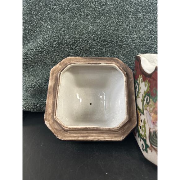 Ginger Jar Vintage Ceramic Asian Vase Rooster Floral Porcelain Vase - Picture 8 of 15